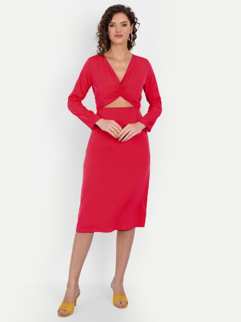 

MINGLAY Red Organic Cotton Crepe Dress