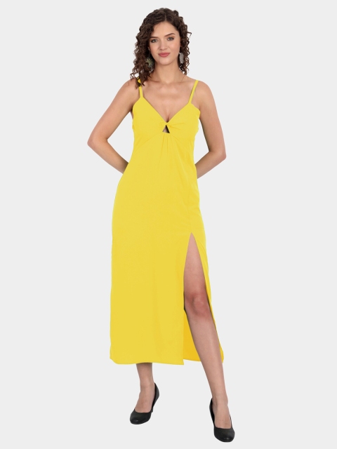 

MINGLAY Yellow Organic Cotton Crepe Midi Dress