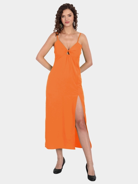 

MINGLAY Orange Organic Cotton Crepe Midi Dress