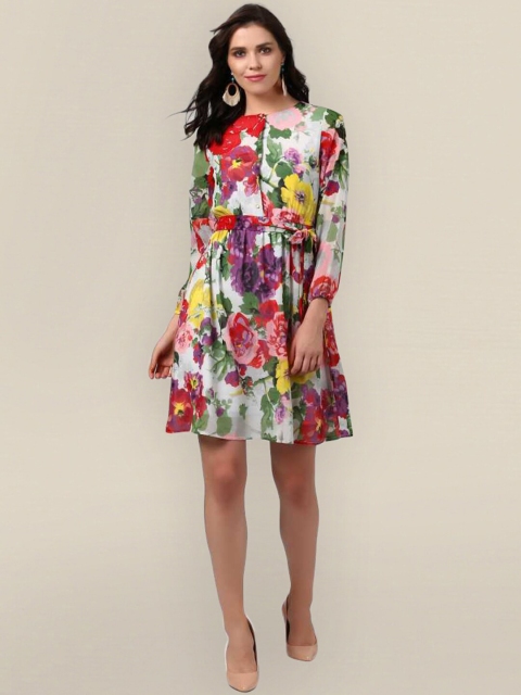 

Sangria WOMEN White & Red Floral Dress