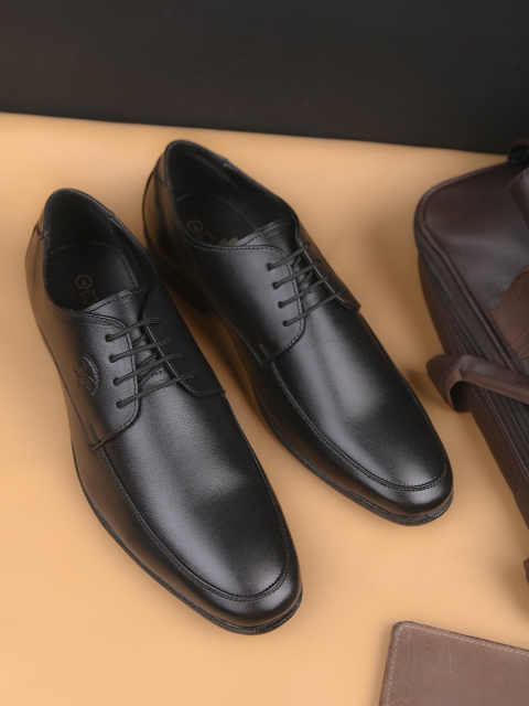 

ALBERTO MORENO Men Black Solid Leather Formal Derbys