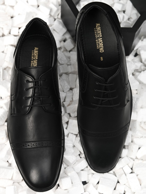 

ALBERTO MORENO Men Black Solid Formal Brogue Shoes