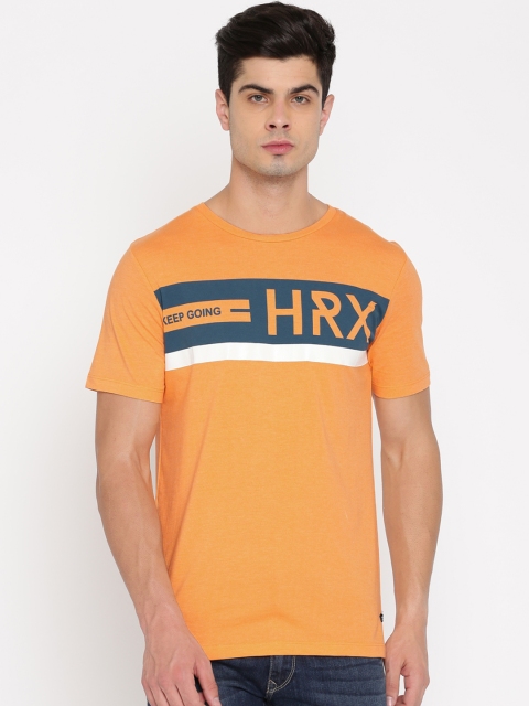 

HRX by Hrithik Roshan Men Orange Printed Round Neck T-shirt