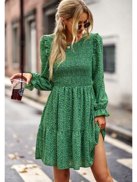 

La Aimee Women Gorgeous Green Geometric Dress