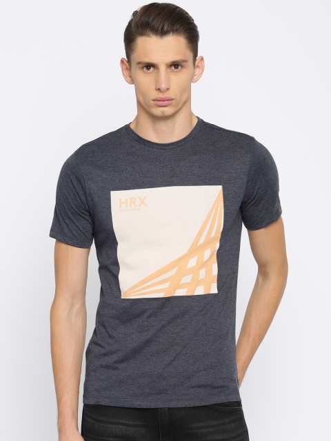 

HRX by Hrithik Roshan Men Navy Blue Printed Round Neck T-shirt