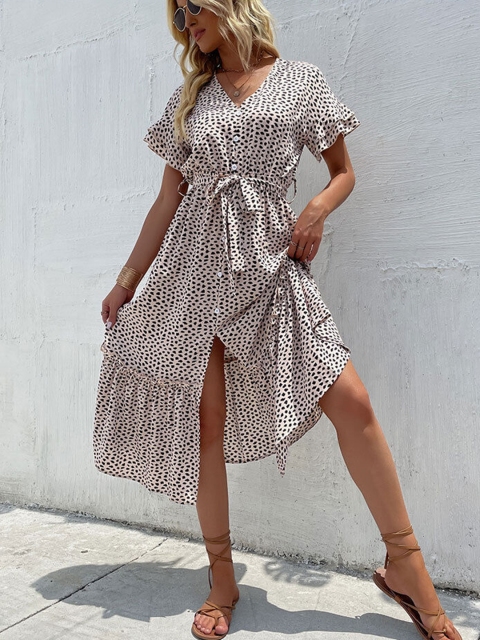 

La Aimee Women Off-White Animal Printed Dress