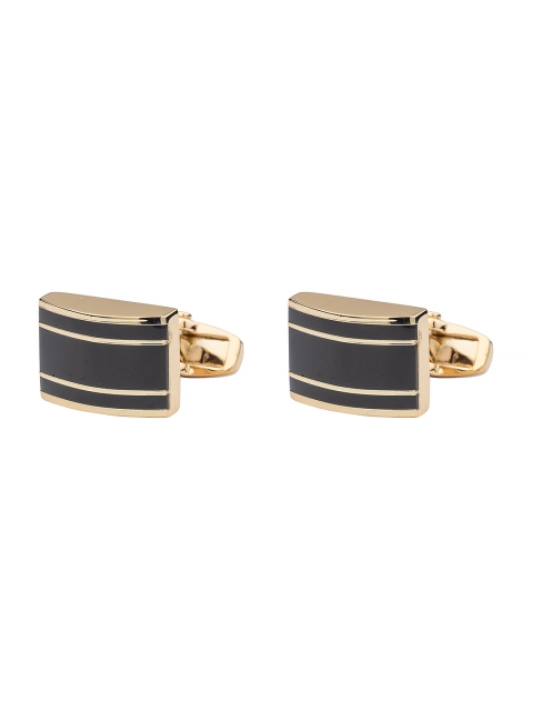 

The Tie Hub Men Gold-Toned & Black Striped Cufflink