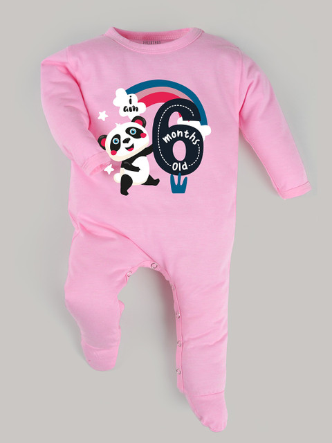 

FFLIRTYGO Kids Pink Printed Cotton Sleepsuit