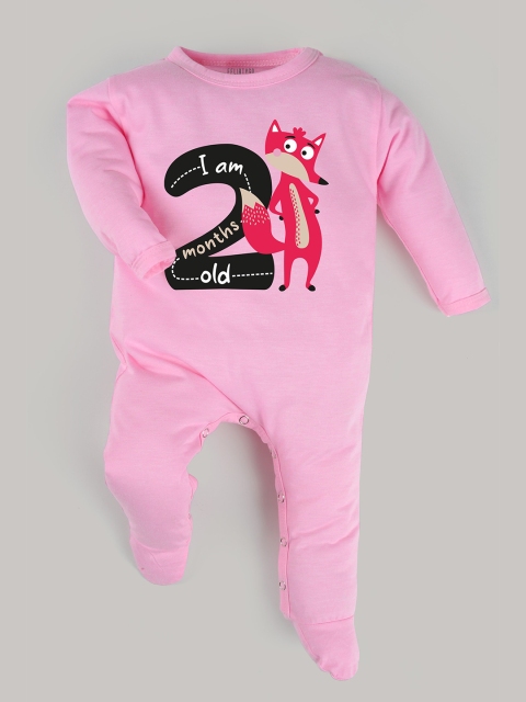 

FFLIRTYGO Kids Pink Printed Cotton Sleepsuit