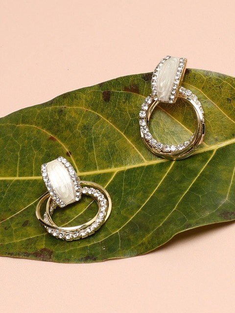 

SOHI Rose Gold-Plated & White Contemporary Studs Earrings