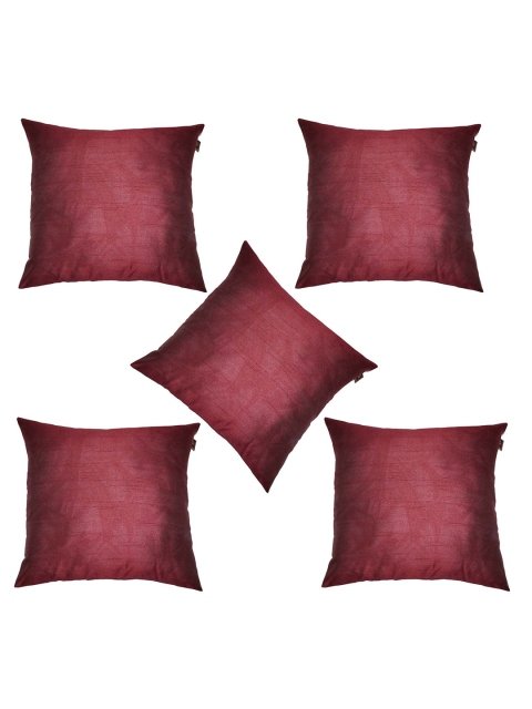 

Lushomes Burgundy Set of 5 Square Cushion Covers