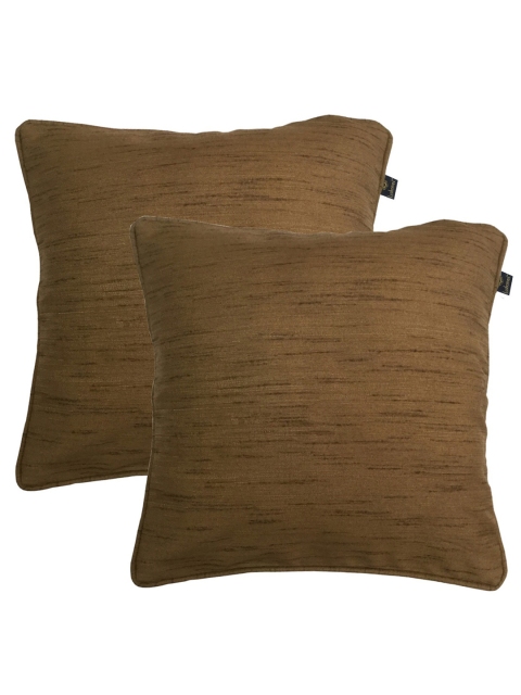 

Lushomes Brown Set of 2 Square Cushion Covers
