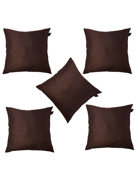 

Lushomes Brown Set of 5 Square Cushion Covers