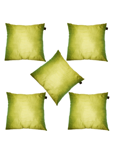 

Lushomes Green Set of 5 Square Cushion Covers