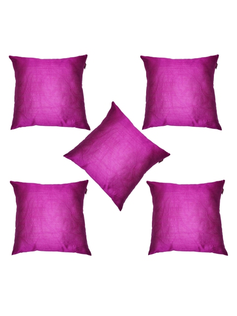 

Lushomes Set of 5 Pink solid Polyester Square Cushion Covers