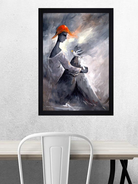 

Gallery99 Black Abstract Man And Bird Paper Texture Framed Wall Art