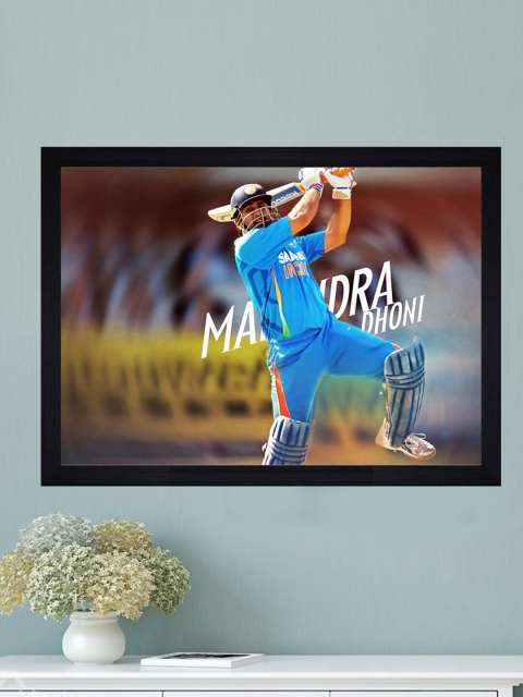 

Gallery99 Mahinder Singh Dhoni Texture Paper Framed Wall Art, Blue