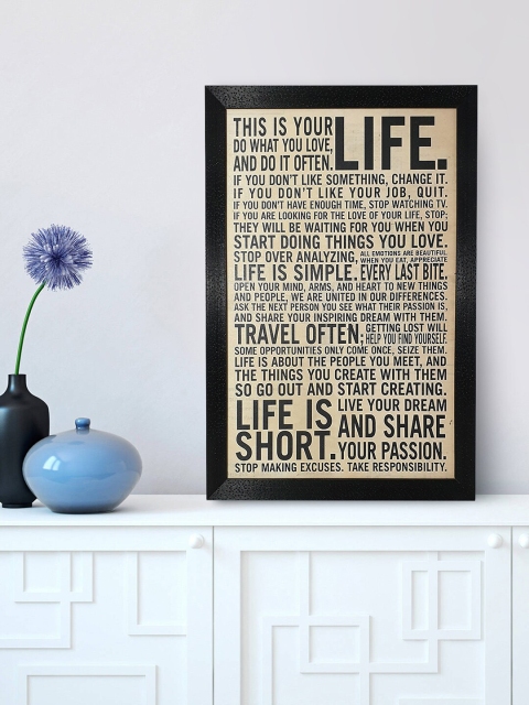 

Gallery99 Brown Life Is Short Quotes Texture Paper Framed Wall Art