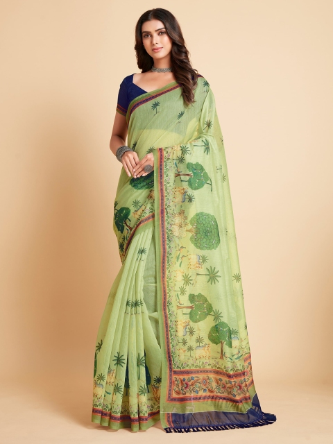 

all about you Green Woven Design Saree