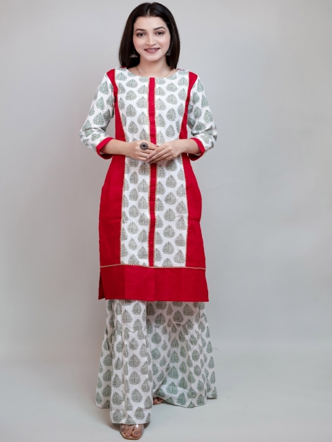

KALINI Women White Ethnic Motifs Printed Kurta with Sharara