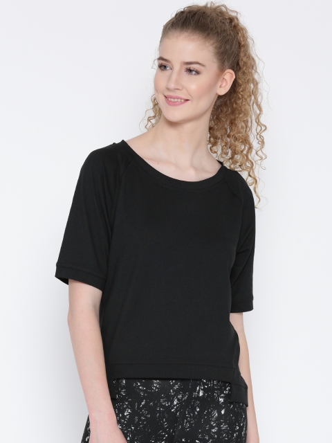 

Reebok Women Black Novelty Cover-Up Solid Training T-Shirt