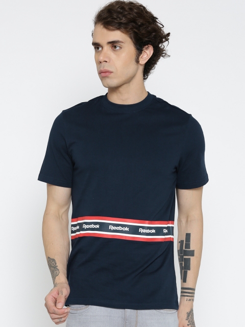 

Reebok Classic Men Navy F Tape Printed Detail Round Neck T-Shirt, Navy blue