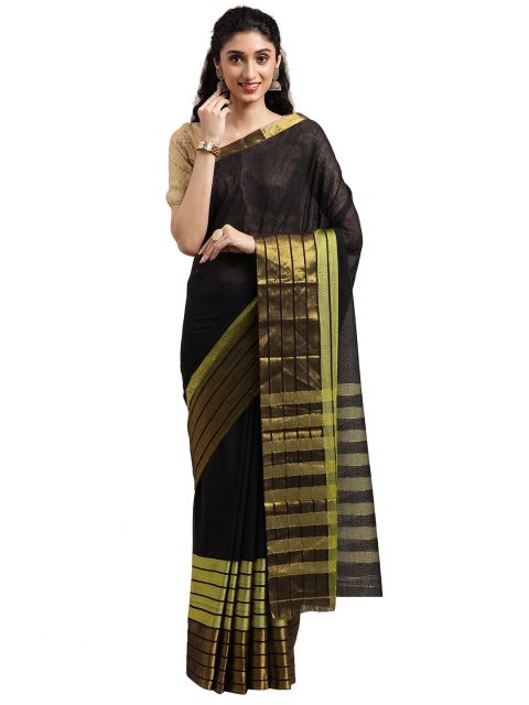 

Pavechas Women Black & Green Zari Pure Cotton Venkatgiri Saree