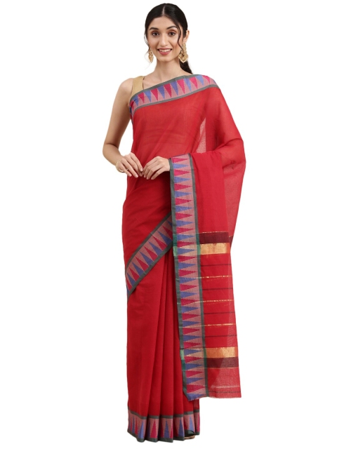 

Pavechas Red & Pink Pure Cotton Venkatgiri Saree