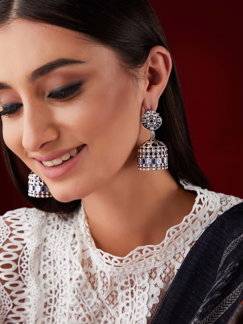 

Rubans Women Silver-Toned Classic Jhumkas Earrings