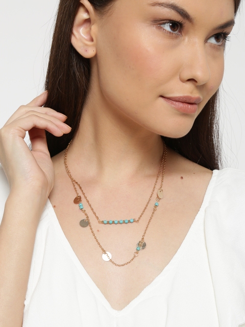 

Shining Diva Gold-Toned Beaded Layered Necklace