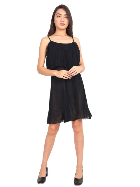 

D 'VESH Black Georgette A-Line Dress