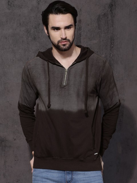 

Roadster Men Brown Dyed Hooded Sweatshirt