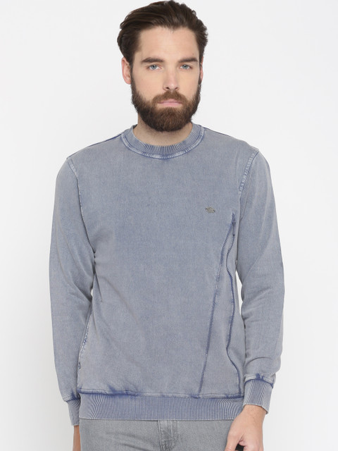 

Roadster Men Blue Solid Sweatshirt