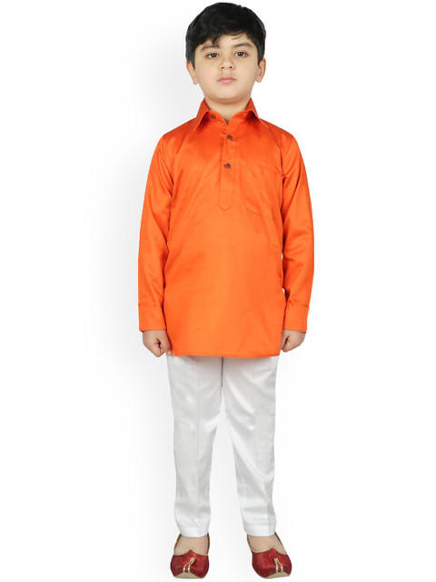 

SG YUVRAJ Boys Orange Kurti with Pyjamas
