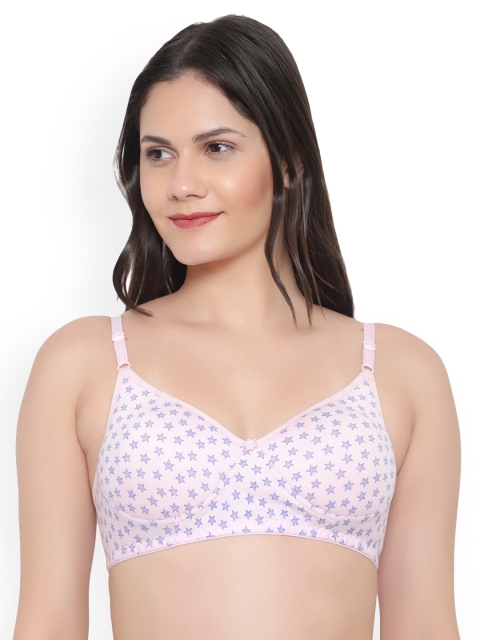 

KYODO Pink & Blue Star Printed Everyday Bra - Lightly Padded