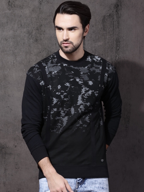 

Roadster Men Black Printed Sweatshirt