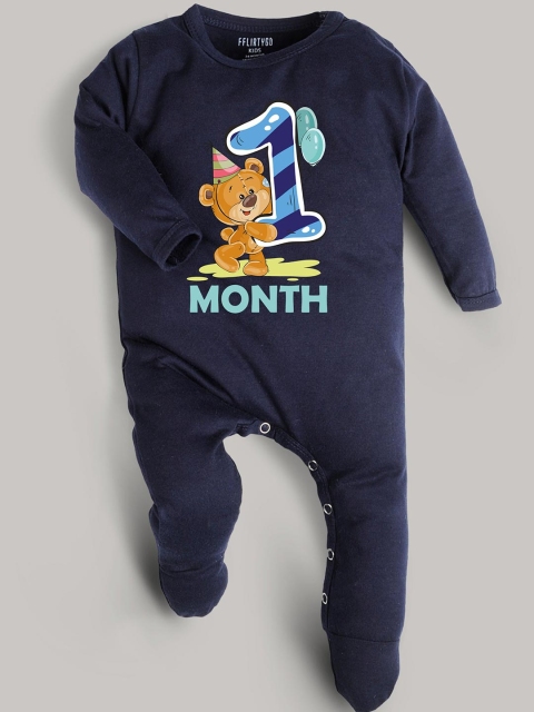 

FFLIRTYGO Unisex Kids Navy Blue Printed Rompers