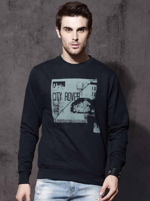 

Roadster Men Navy Blue Printed Sweatshirt