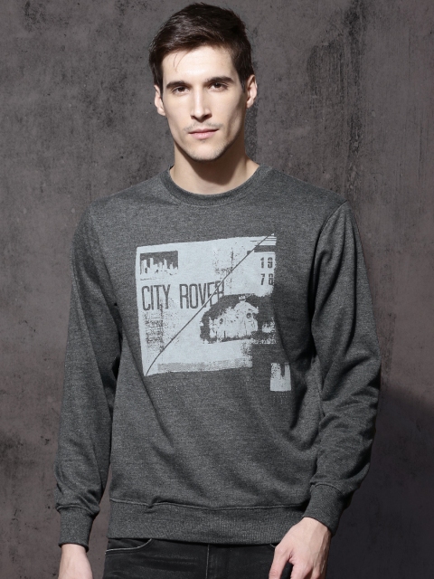 

Roadster Men Charcoal Grey Printed Sweatshirt