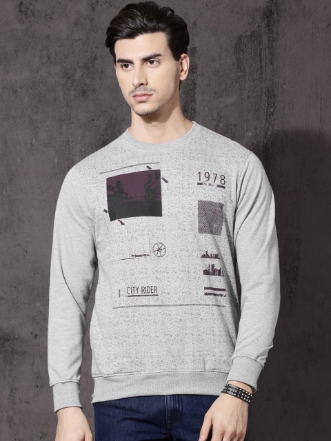 

Roadster Men Grey Printed Sweatshirt