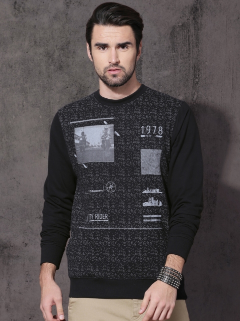 

Roadster Men Black Printed Sweatshirt