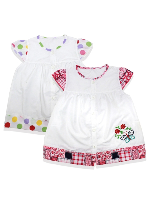 

Born Babies Girls Pack Of 2 White & Pink Printed Cotton A-Line Dress