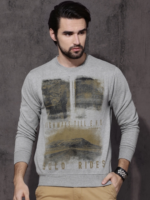 

Roadster Men Grey Printed Sweatshirt
