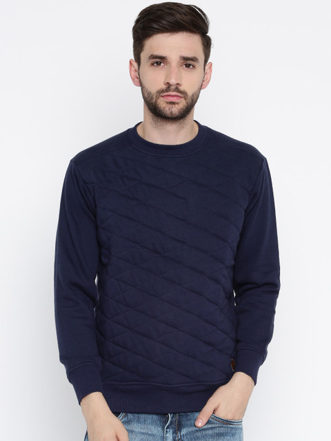 

Roadster Men Navy Blue Quilted Solid Sweatshirt