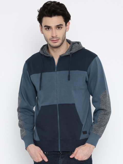 

Roadster Men Blue Solid Hooded Sweatshirt