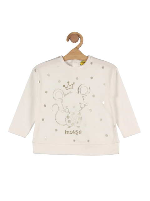 

Lil Lollipop Girls White Mouse Printed Round Neck Top