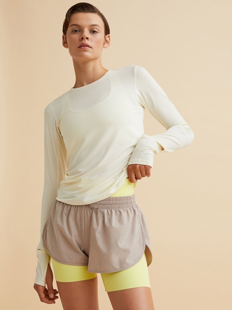 

H&M Women Beige Layered Running Sports Shorts