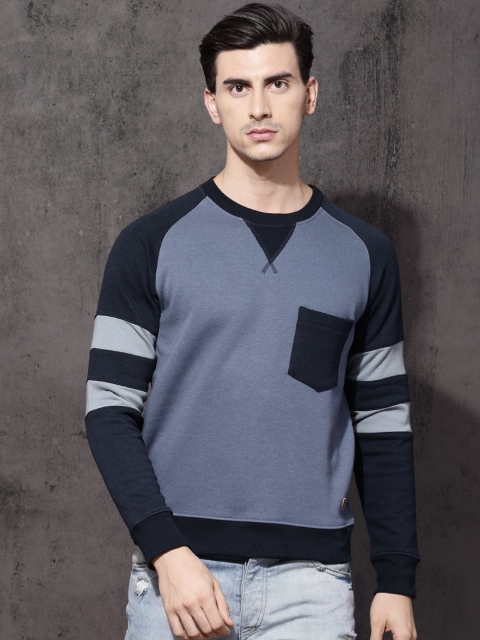 

Roadster Men Blue Solid Sweatshirt