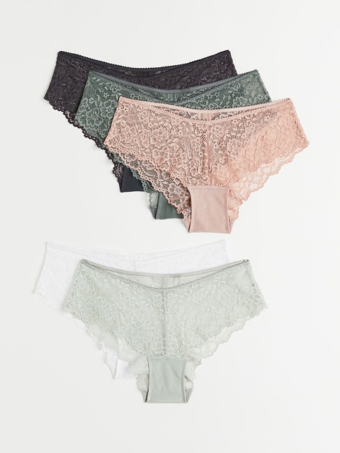 

H&M Women Green 5-pack lace hipster briefs