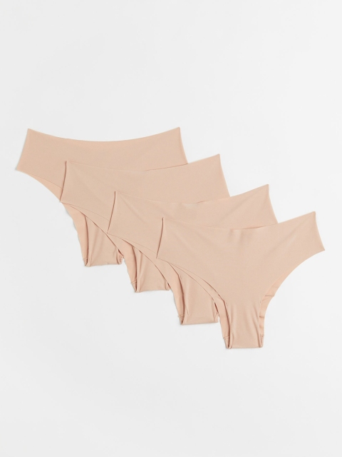 

H&M Women Pack Of 4 Beige Solid Hipster Briefs